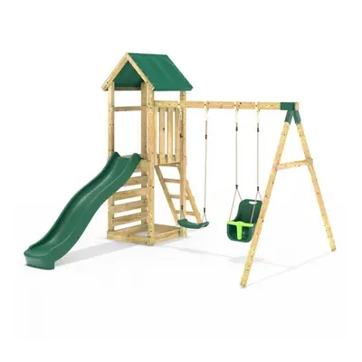 (Rainier) Rebo Adventure Wooden Climbing Frame, Swing Set and Slide