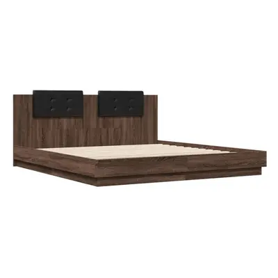 vidaXL Bed Frame & Headboard Brown Oak 180x200 cm Super King Engineered Wood