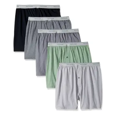 Fruit of the Loom Men's Exposed Waistband Knit Boxer (5 Pack) Assorted Medium