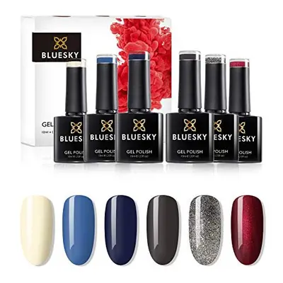 BLUESKY Gel Nail Polish Set, AW2020, Lady Snow Autumn and Winter Collection, x 10ml Red, Cream, 