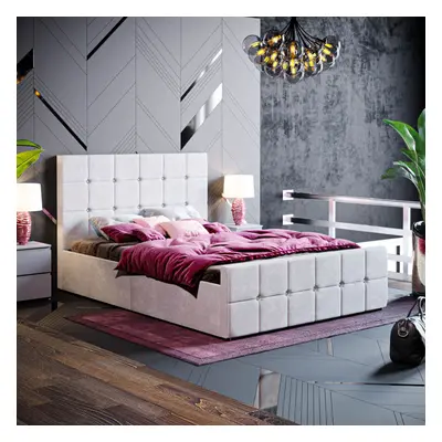 (Double, Light Grey Velvet) Valentina Ottoman Bed Frame Bedroom Storage Velvet