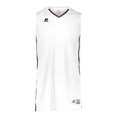 Russell 4B1VTM.WHM.S Adult Legacy Basketball Jersey, White & Maroon - Small