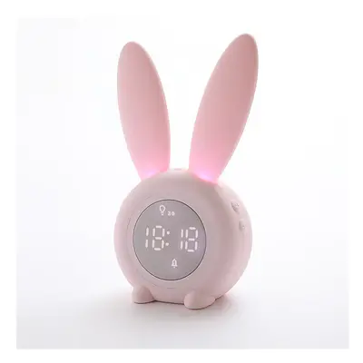 (Pink) LED Electronic Small Alarm Clock Children's Creative Cartoon Alarm Clock Student Desktop 