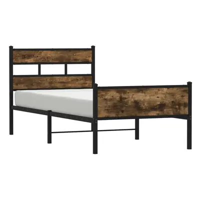 (smoked oak, x cm/ with headboard & high footboard) vidaXL Metal Bed Frame without Mattress Bed 