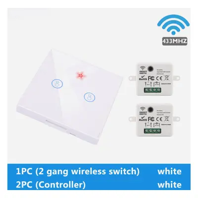 (White, Way Control) Touch Wireless Wall Switch EU Type Smart Switch Wifi Controller Remote/Swit