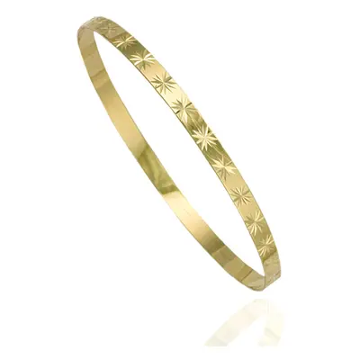 9ct Gold Star Cut Slave Bangle - 4mm.