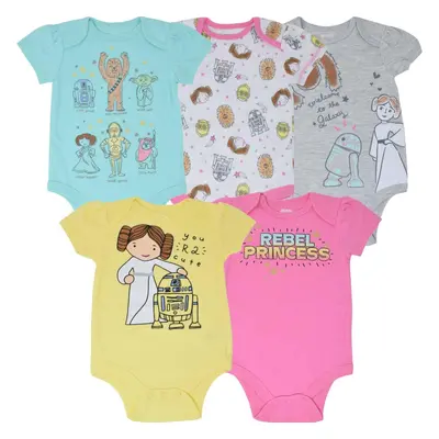 STAR WARS Baby Girls Pack Bodysuits Princess Leia Yoda Chewbacca