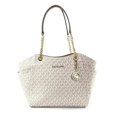 Michael Kors Jet Set Travel Large Chain Shoulder Tote (Vanilla Sig PVC