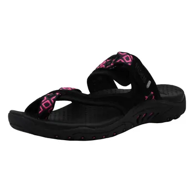 Skechers Women's Reggae-Trailway Black/Fuchsia Flip Flop 7.5 US