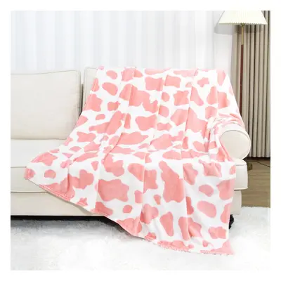 Cute Fleece Blanket Twin Size Strawberry Pink Soft Twin Blanket Lightweight Cozy Throw Blankets 