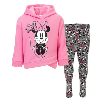 Disney Minnie Mouse Little Girls Crossover Fleece Hoodie and Leggings