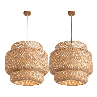 2X Pendant Light Ceiling Retro Hanging Cafe Lights Loft Japanese Style Hand Weaved Bamboo Woven 