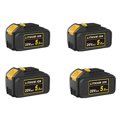 4pcs Replacement Battery for Dewalt DCB184 5.0ah 18v XR Lithium Ion Li-Ion - LED Indicator