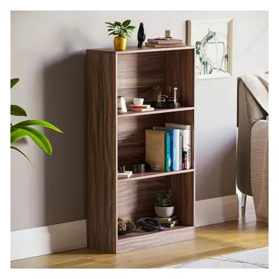 (Walnut) Cambridge Tier Bookcase Wide Shelf Book Storage