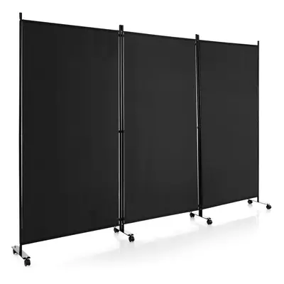 3 Panel Folding Privacy Room Divider Rolling Privacy Screens W/ Wheels