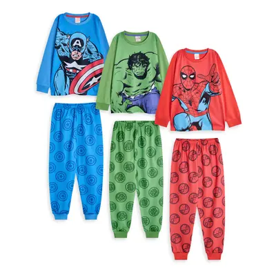 (6-7 Years) Marvel Multi-Pack of Long Sleeve Long Leg Pyjama Set (Boys Multicoloured)