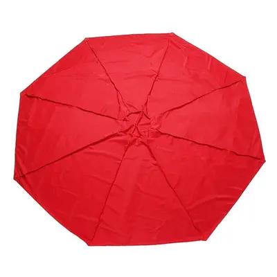 (Red) 3m Outdoor Umbrella Canopy Replacement Fabric Garden Parasol Roof For Arm Sun Cover