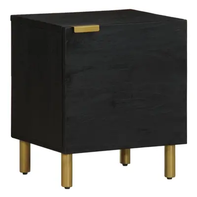 (1 pcs) vidaXL Bedside Cabinet Nightstand Bed Table Side Table Black Solid Wood Mango