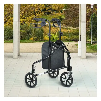 (Black) WestWood Foldable Wheels Rollator With Shopping Bag Brakes Seniors Elderly