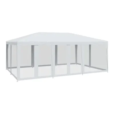 vidaXL Party Tent with Mesh Sidewalls Gazebo Canopy Marquee White HDPE