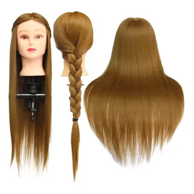 24'' Hairdressing Human Hair Practice Makeup Training Mannequin Head with Clamp