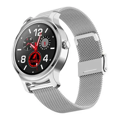 (Silver-Stainless steel) Full Round Touch Custom Dial Bluetooth Call Blood Pressure Voice Assist