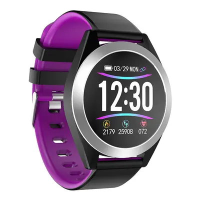 (Purple) Brightness Adjust Heart Rate Blood Pressure Monitor 1.3inch HD IPS Screen 200mAh Long S