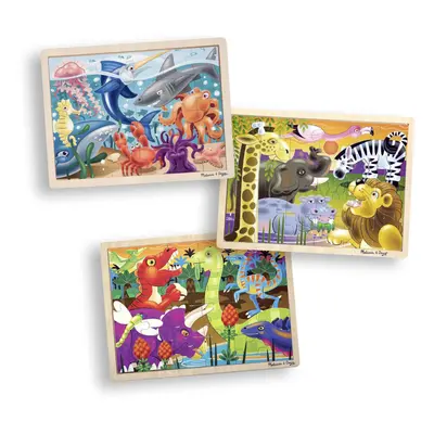 Melissa & Doug 3-Puzzle Jigsaw Set - Dinosaurs Ocean and Safari - To