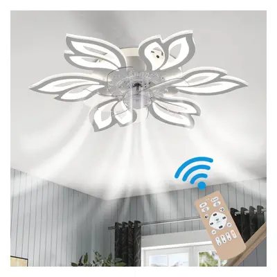 Modern White Flower Shape Ceiling Fan Light with Remote Control