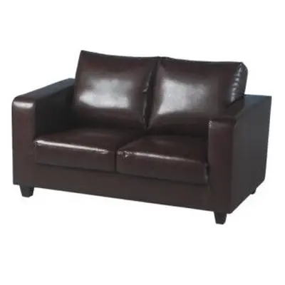 Tempo Two Seater Sofa-in-a-Box Brown Faux Leather