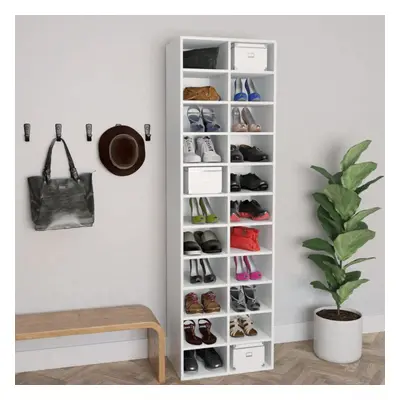 vidaXL Shoe Cabinet White Chipboard Shoe Rack Organiser Shelf Stand Holder