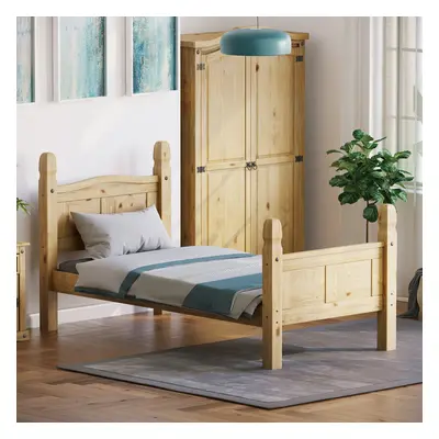 (Single) Corona Bed Frame High Foot Pine Wood Rustic Wax