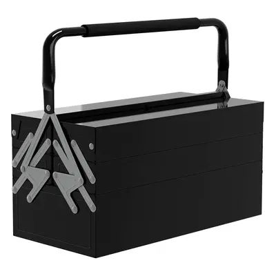 DURHAND Tier Metal Toolbox with Tray Carry Handle 45cmx20cmx34.5cm Black