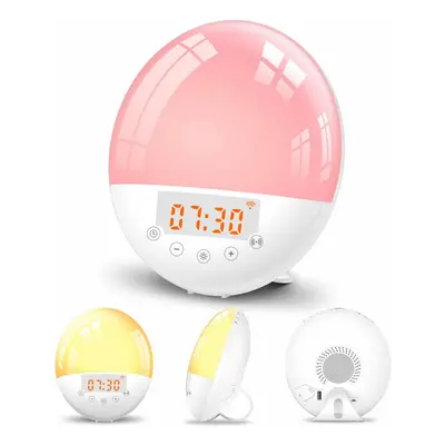 (US) WIFI Sunrise Alarm Clock Light FM Radio Smart Wake Up LED Sunrise Light Tuya APP Control Wo