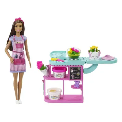 Barbie Florist Doll & Playset Flower-Making Station with Molds Dough Colors & Accessories Brunet