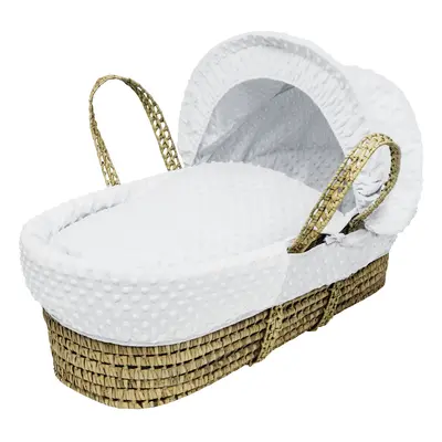 White Dimple Palm Moses Basket With Mattress Padded Liner And Hood