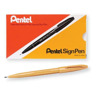 Pentel Sign Pen Fiber-Tipped Pen Yellow Ochre Ink Box of (S520-Y)