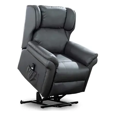 (Slate) Oakford Electric Rise Recliner Bonded Leather Armchair Lounge Mobility Chair