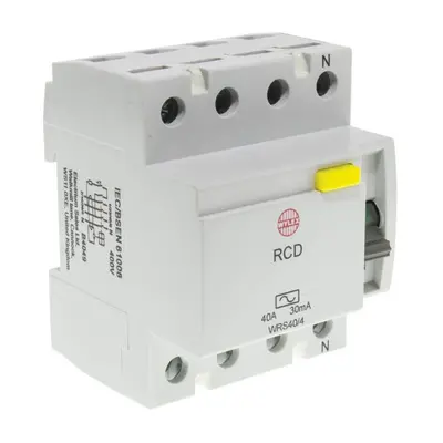 Wylex 40A 30mA four pole RCD TYPE A, WRDS40/4