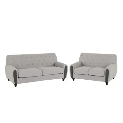 Chester Plus Seater Sofa Upholstered in Grey Fabric Man Del