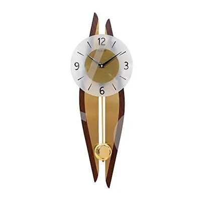 Rosewood & Brushed Metal Pendulum Wall Clock