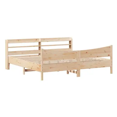 (natural, x cm) vidaXL Bed Frame with Headboard Bed Base Solid Wood Pine