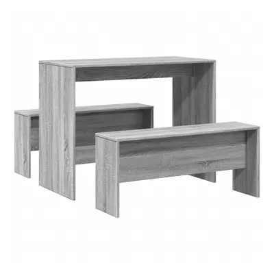 (grey sonoma) vidaXL Dining Table and Bench Set Piece Dinner Table Set Engineered Wood