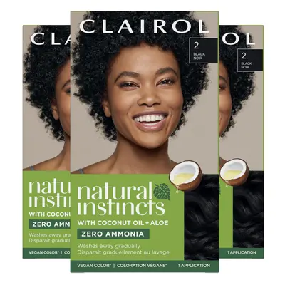 Clairol Natural Instincts Demi-Permanent Hair Dye Black Hair Color Pack of