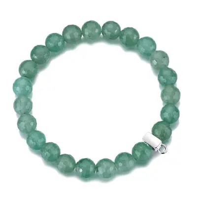 Philip Jones Faceted Green Aventurine Gemstone Charm Stretch Bracelet