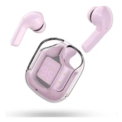 (Pink) Bluetooth 5.3 Earbuds,Noise Reduction Headphones with Transparent Machine Compartment Tou