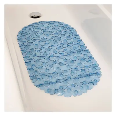 Croydex Pebbles Slip Resistant Bath Mat Easy Clean Blue Vinyl Suction Bathroom