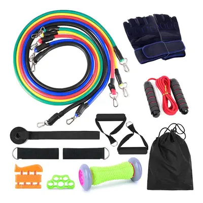 16 Pcs Resistance Bands Set Exercise Bands Jump Rope Grip Strength Hand Legs Straps Gloves Foot 