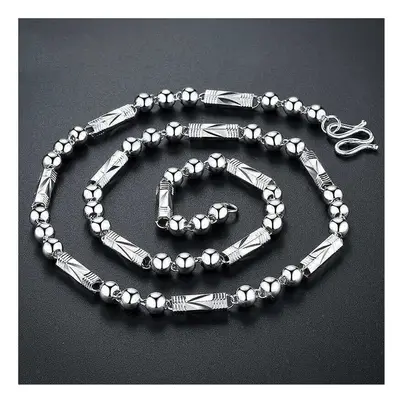 S999 Sterling Silver Men's Necklace Domineering Thick Hexagonal Personality Chain Silver Jewelry