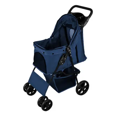 (Navy Blue) Pet Strollers with Rain Cover & Caddies